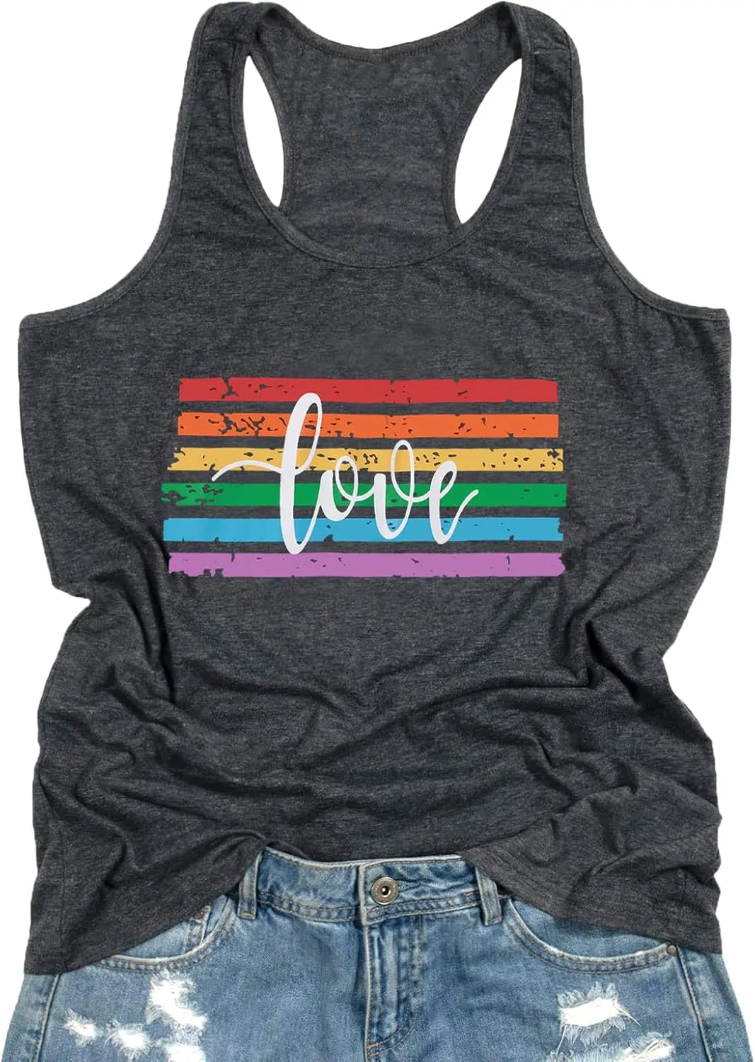 Pride Shirt Women Rainbow Love T Shirt Gay LGBTQ Equality Tank Sleeveless Summer Casual Vest Top