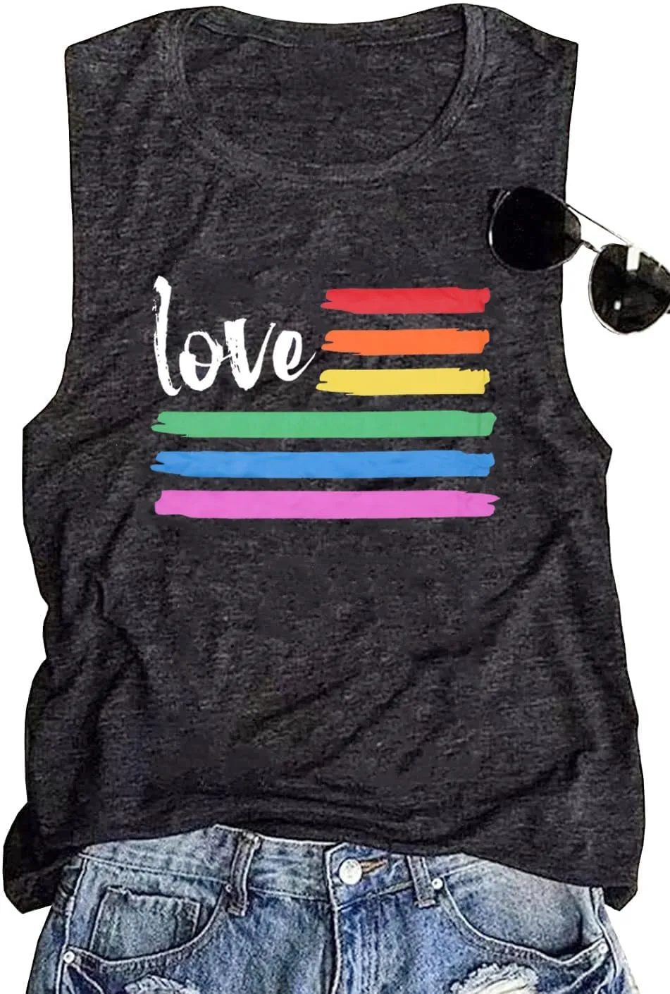 Pride Shirt Women Rainbow Love T Shirt Gay LGBTQ Equality Tank Sleeveless Summer Casual Vest Top