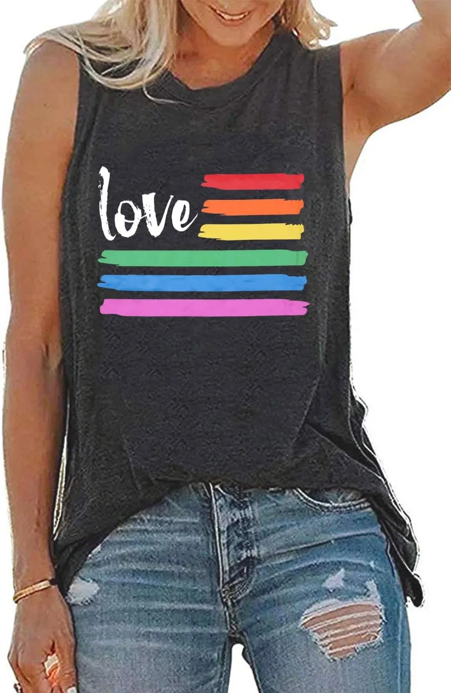 Pride Shirt Women Rainbow Love T Shirt Gay LGBTQ Equality Tank Sleeveless Summer Casual Vest Top