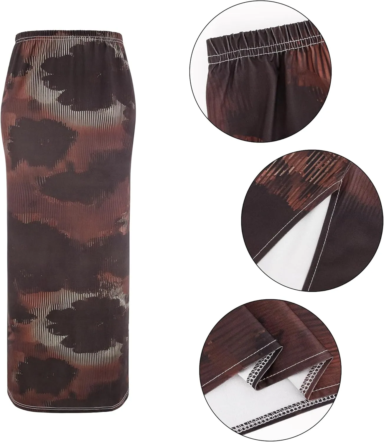 Segreto Women's Boho Maxi Bodycon Wrap Print Skirts Casual Elastic High Waist Long Pencil Skirt Stretchy Slim Fit Split Dress