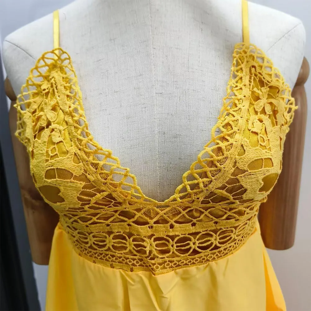 Sleeveless Sexy V Neck Backless Dress Bow Tie Swing Mini Short Flowy Dress Spaghetti Strap Dresses for Women