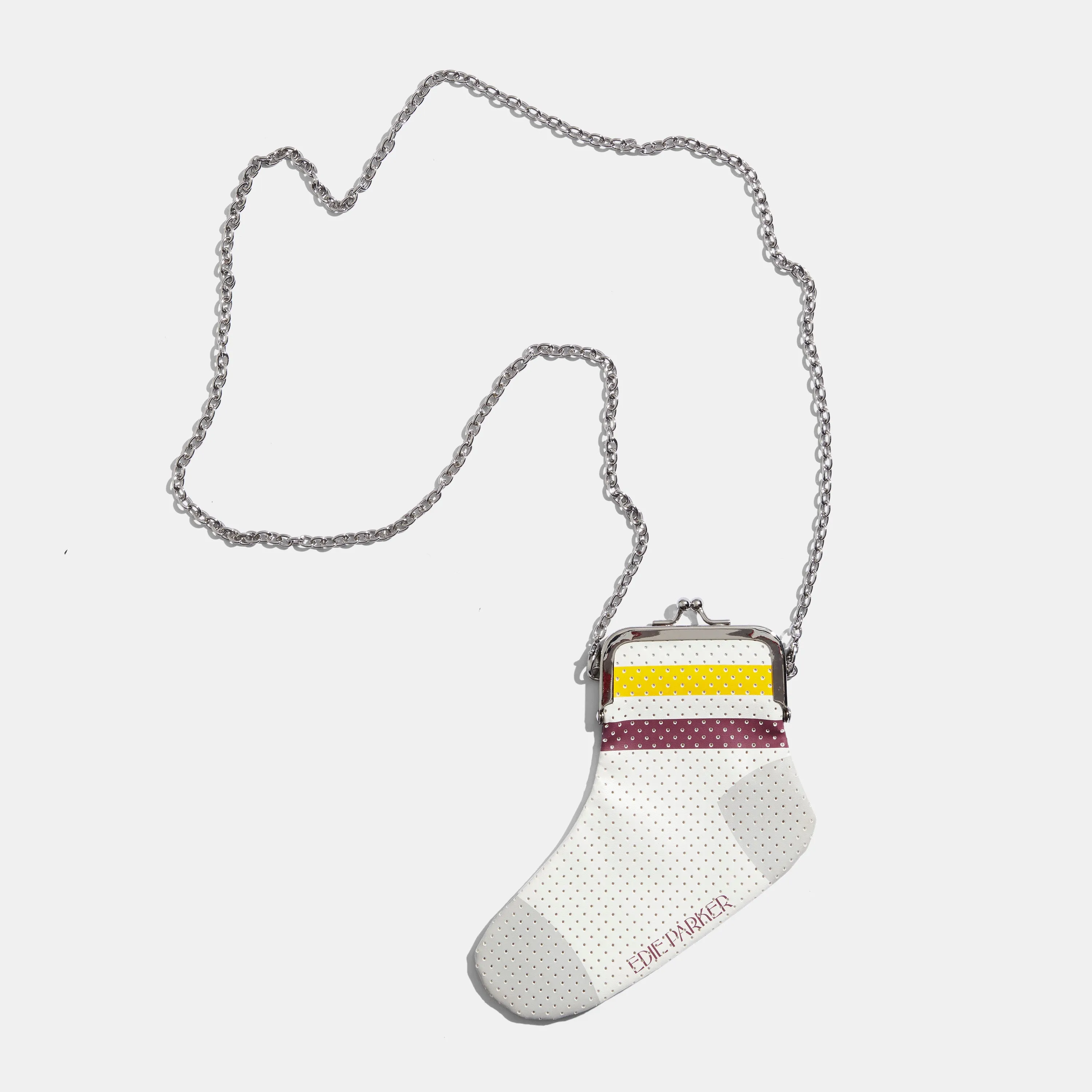 Sock Coin Purse in Yellow and Burgundy