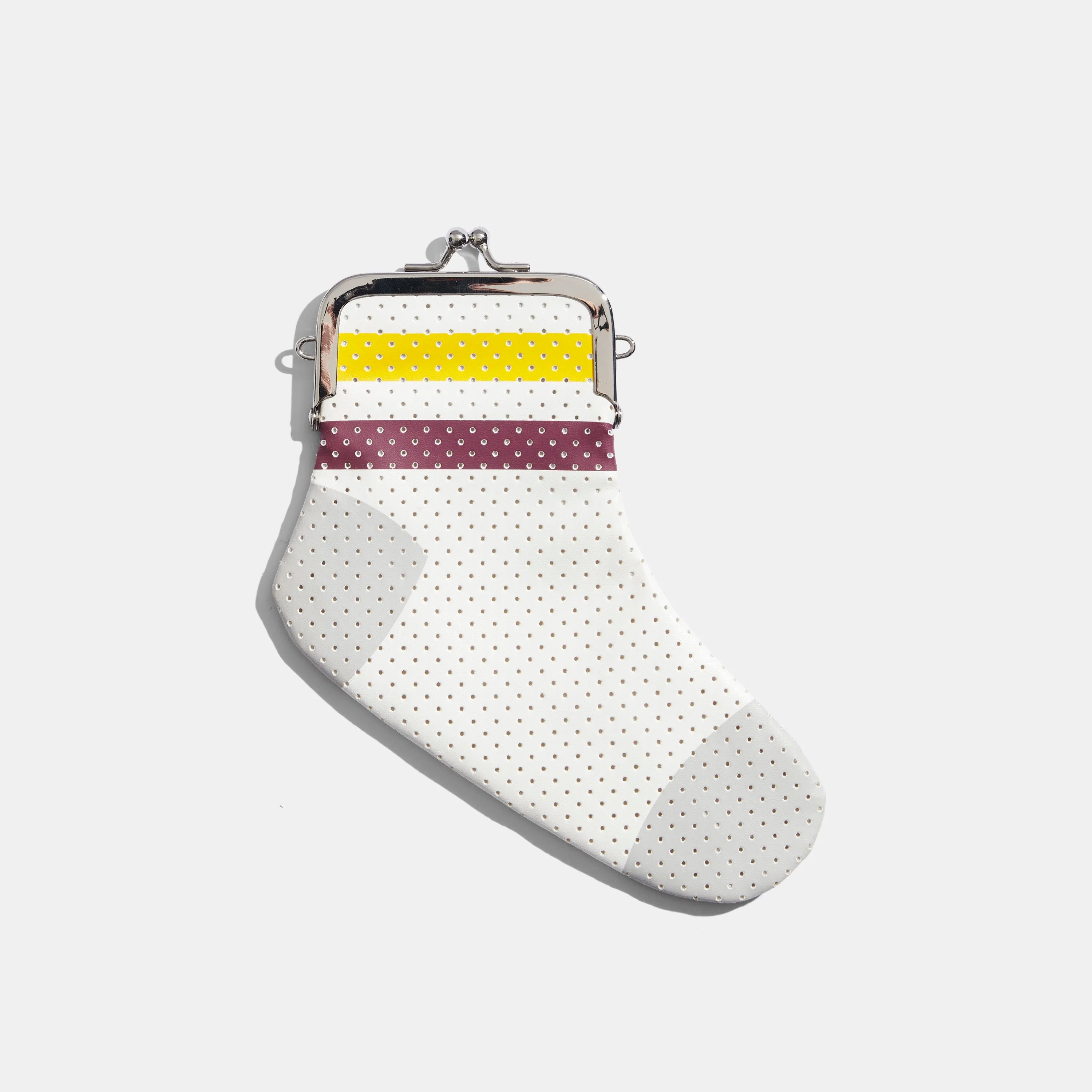 Sock Coin Purse in Yellow and Burgundy