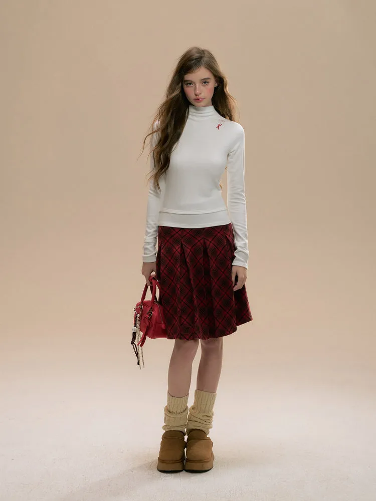 Spliced Embroidered Bow Knit Blouse