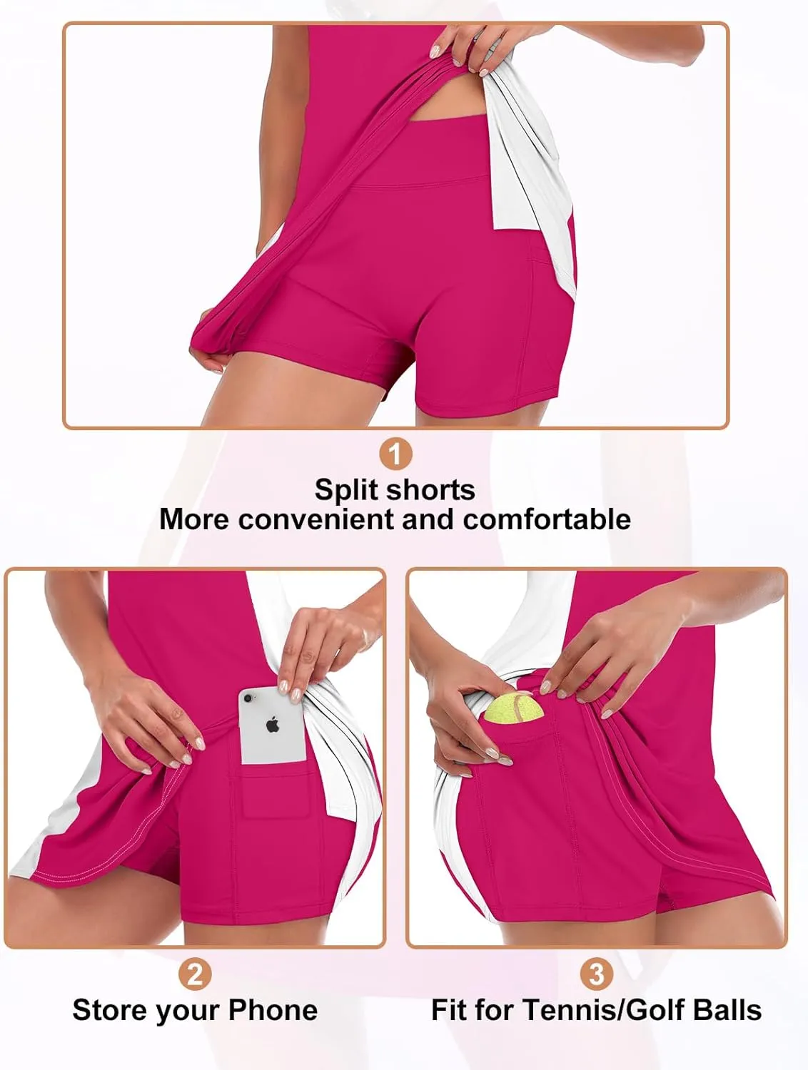 Viracy Tennis Dress Golf Dresses for Women with Shorts, Pockets Sleeveless Zip Up Stand Collar Lightweight Athletic Dress