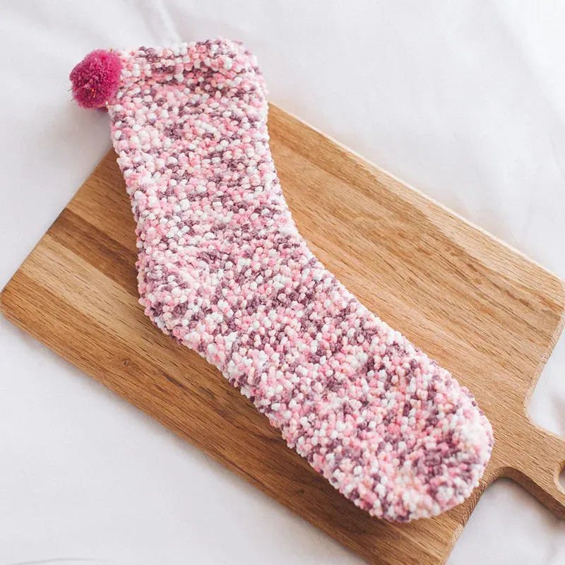 Women Candy Colors Winter Warm Fluffy Socks Casual Home