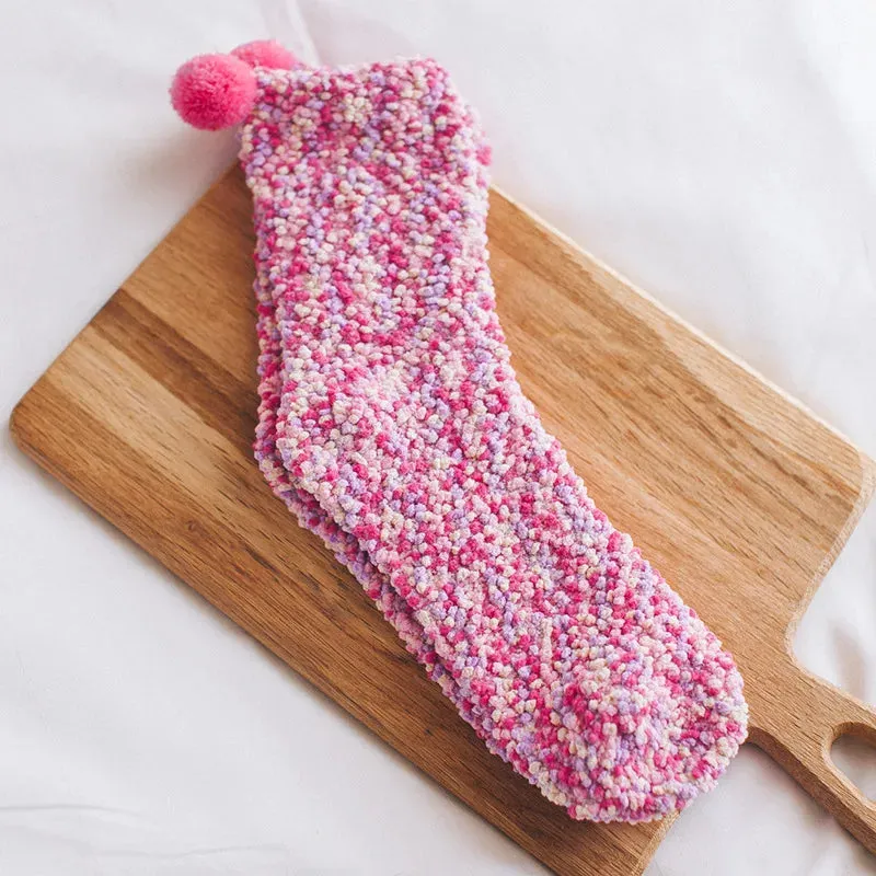 Women Candy Colors Winter Warm Fluffy Socks Casual Home