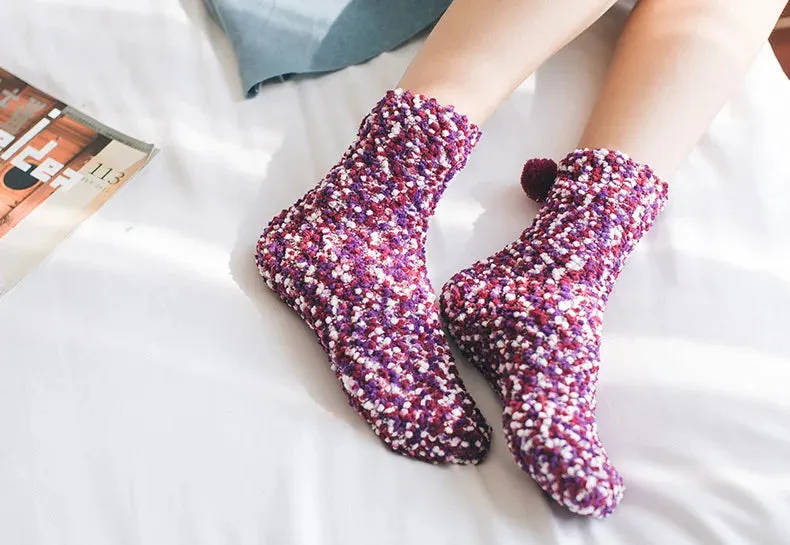 Women Candy Colors Winter Warm Fluffy Socks Casual Home