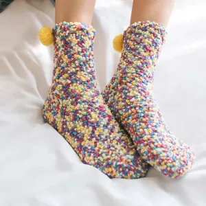 Women Candy Colors Winter Warm Fluffy Socks Casual Home