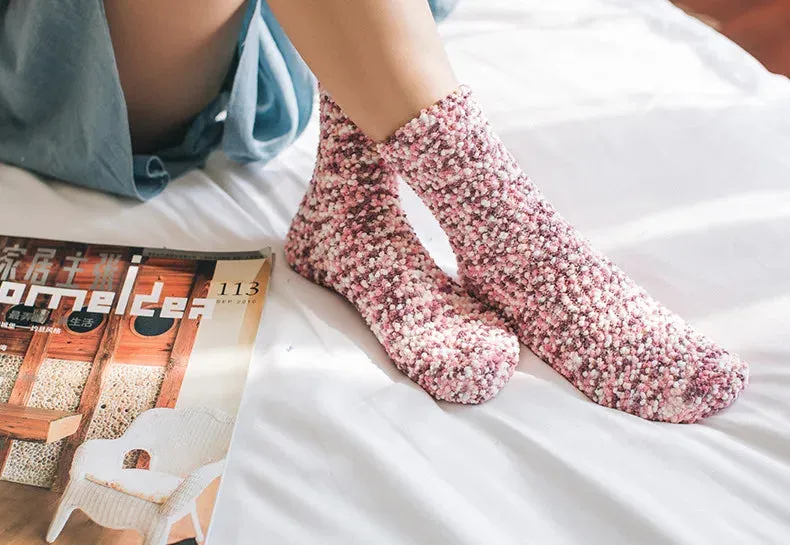 Women Candy Colors Winter Warm Fluffy Socks Casual Home