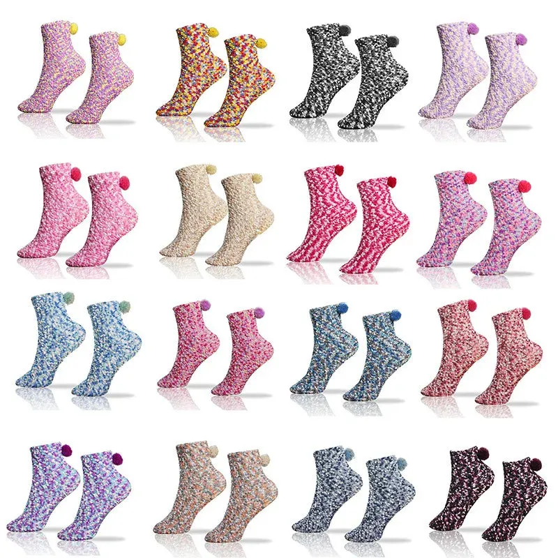 Women Candy Colors Winter Warm Fluffy Socks Casual Home