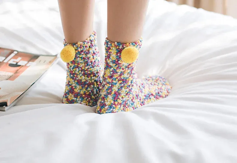 Women Candy Colors Winter Warm Fluffy Socks Casual Home