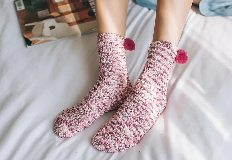 Women Candy Colors Winter Warm Fluffy Socks Casual Home