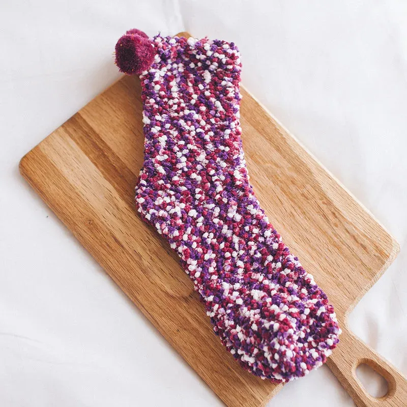 Women Candy Colors Winter Warm Fluffy Socks Casual Home
