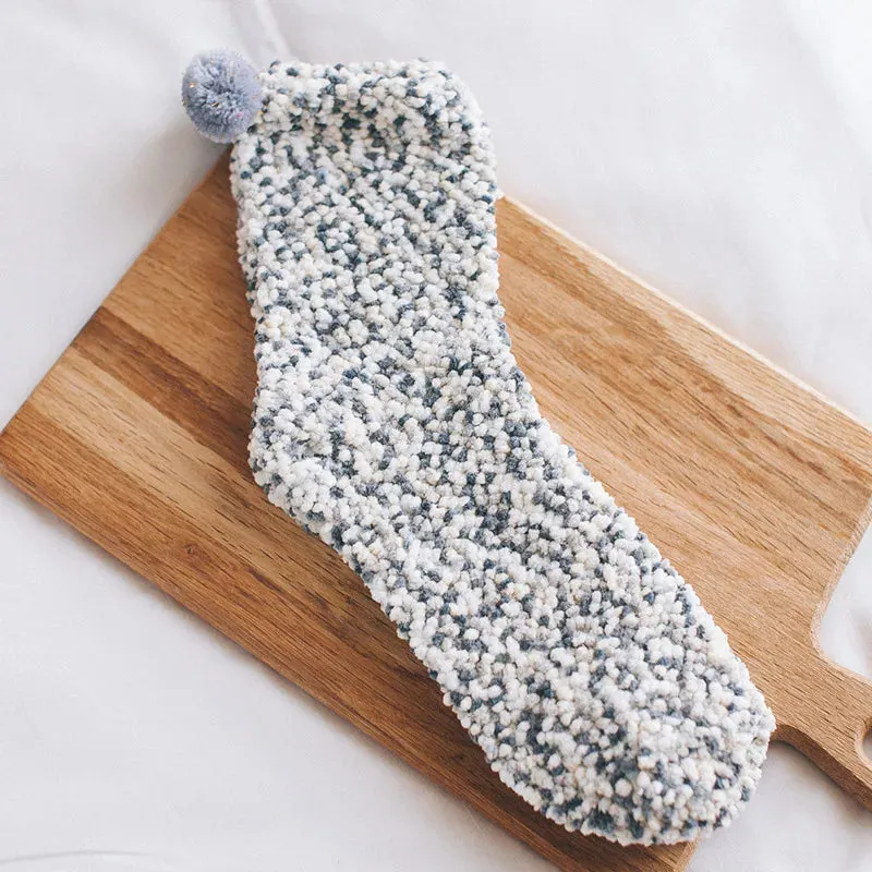 Women Candy Colors Winter Warm Fluffy Socks Casual Home