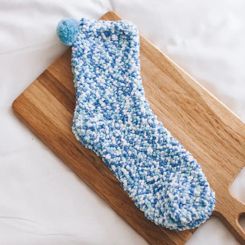 Women Candy Colors Winter Warm Fluffy Socks Casual Home