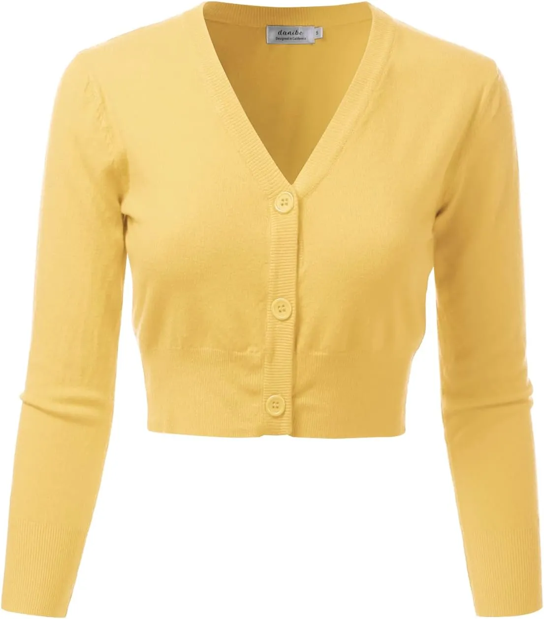 Women's 3/4 Sleeve Soft Open Front Cropped Sweater Cardigan (S-XXL)