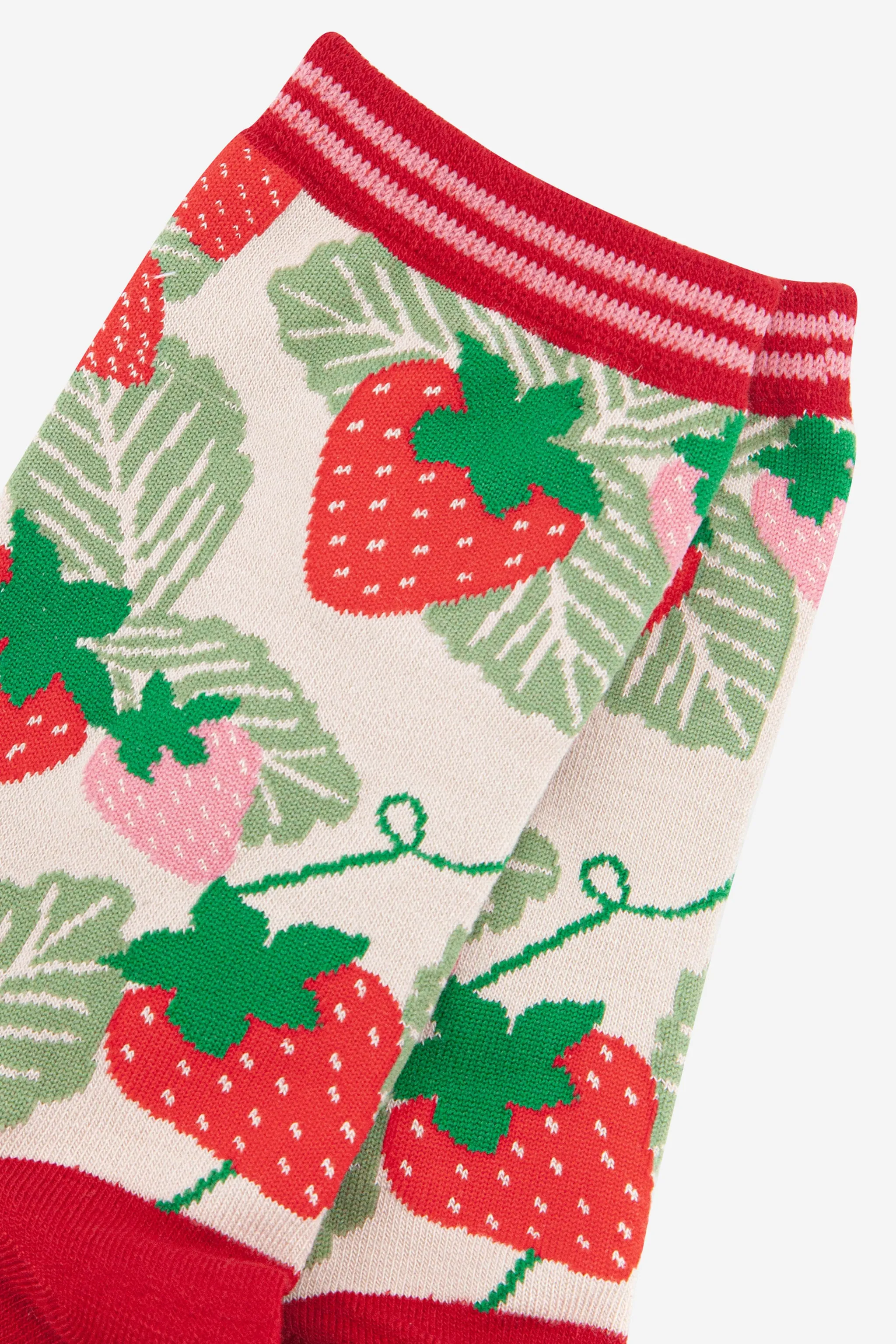Women's Bamboo Socks - Red/Green, Strawberry