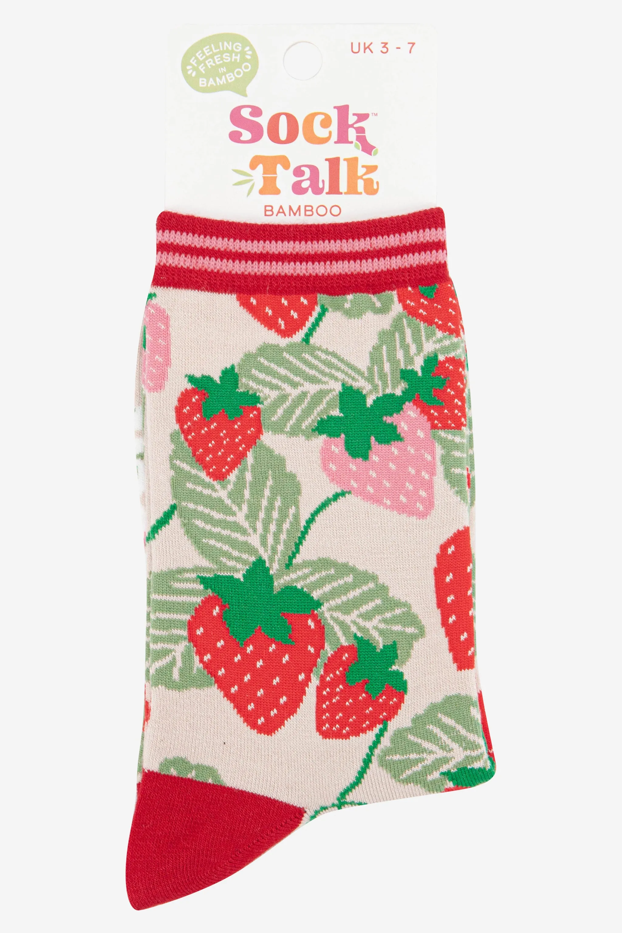 Women's Bamboo Socks - Red/Green, Strawberry