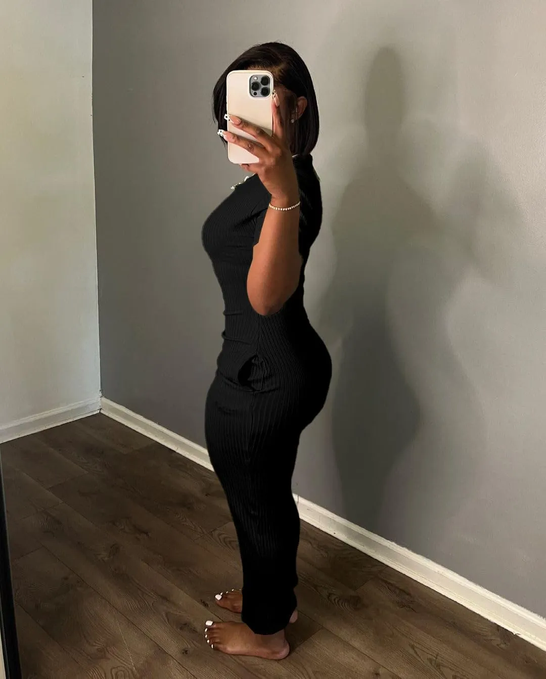 Women's Casual Short Sleeve Dress T Shirt Bodycon Dresses Ribbed V Neck Maxi Sundress Basic Party Club Dress with Pocket