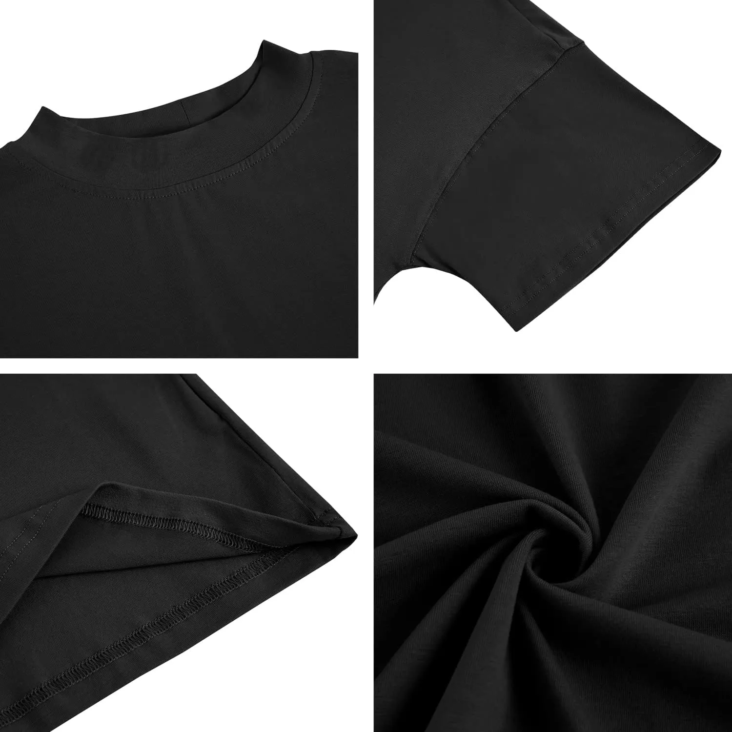 Womens Casual Short Sleeve Mock Neck T Shirts Summer Loose Fit Basic Plain Tee Tops