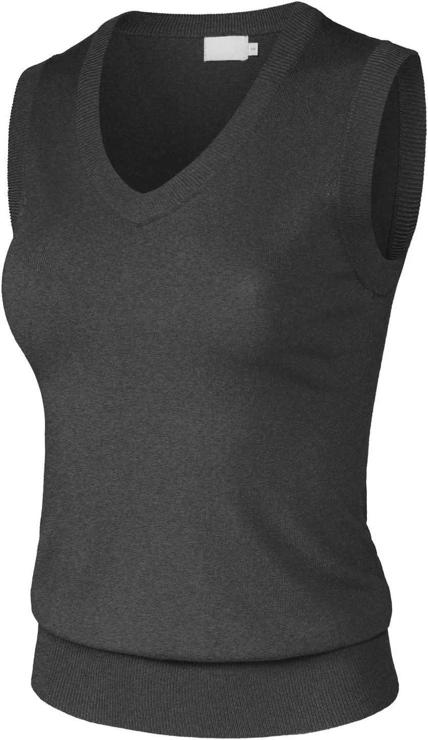 Women's Solid Basic V-Neck Sleeveless Soft Stretch Pullover Sweater Vest Top