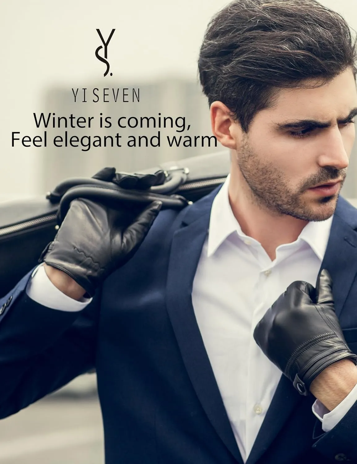 YISEVEN Men's Touchscreen Warm Fleece Fur Lined Sheepskin Leather Gloves