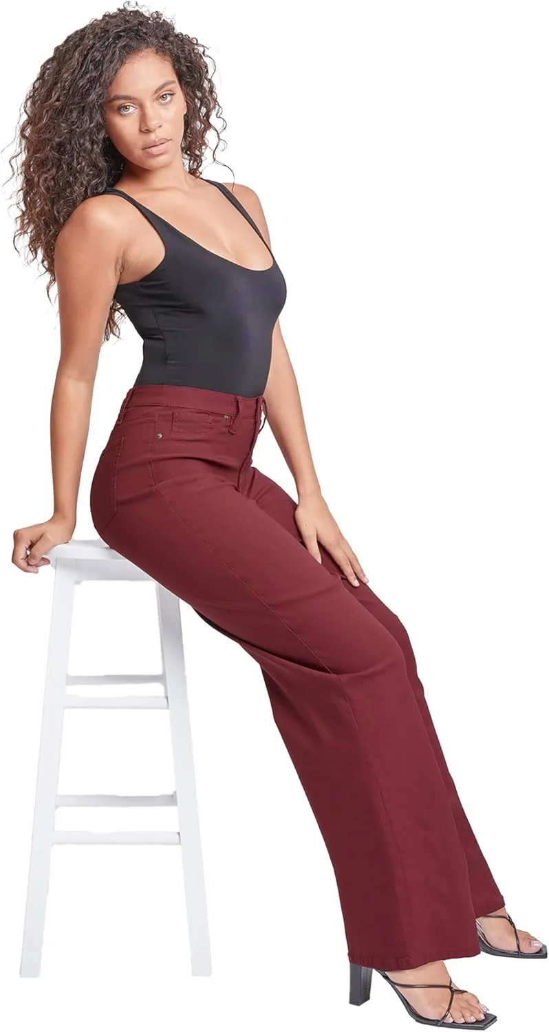 YMI Women's Hyperstretch Forever Color High Rise Wide Leg Pants