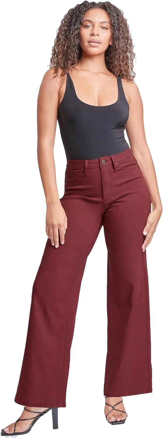 YMI Women's Hyperstretch Forever Color High Rise Wide Leg Pants