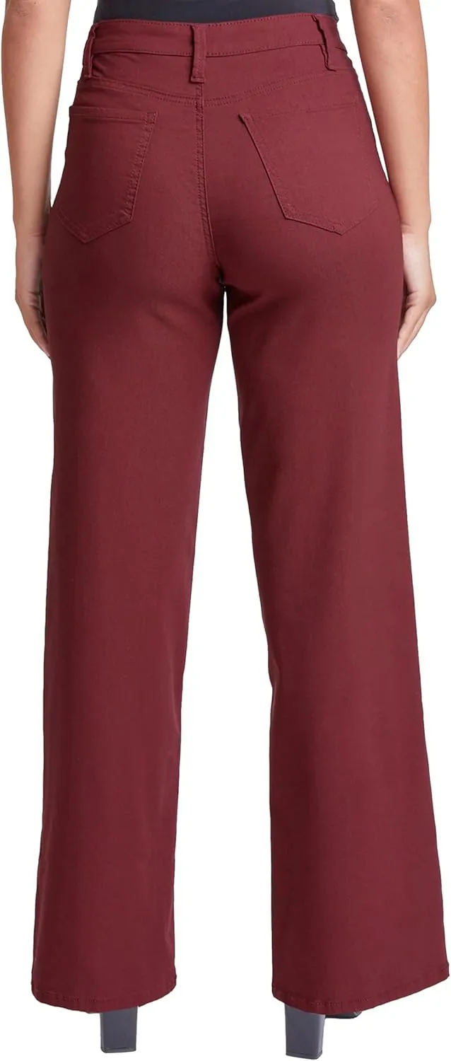 YMI Women's Hyperstretch Forever Color High Rise Wide Leg Pants
