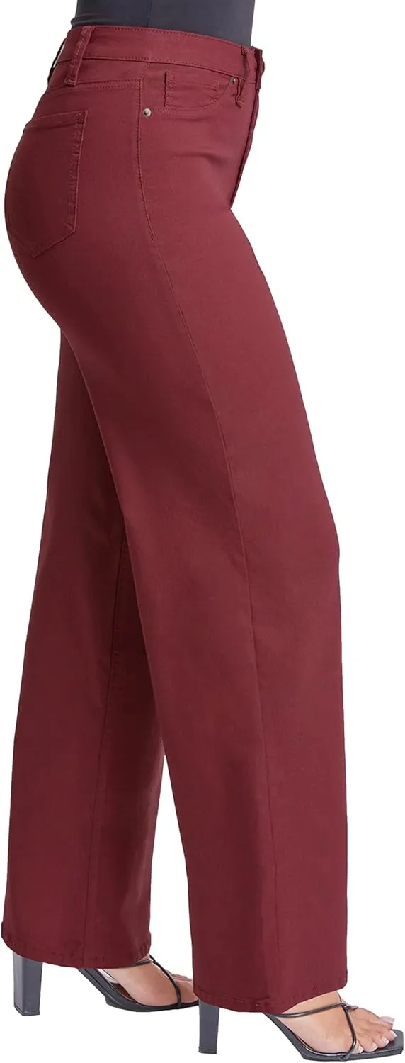 YMI Women's Hyperstretch Forever Color High Rise Wide Leg Pants